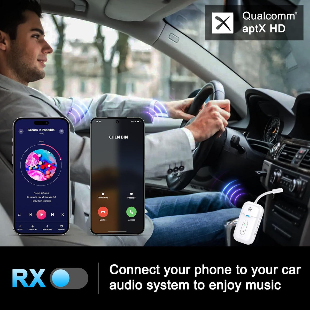 Premium Airplane Bluetooth 5.4 Transmitter Adapter,Supports 2 AirPods/Headphones 2-in-1 Bluetooth Transmitter Receiver with aptX Low Latency,Wireless Adapter for Flight,TV,Gym,Tablets Car Stereo