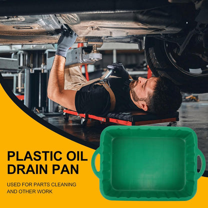 CALLARON 23.5" Oil Drain Pan for Car, Heavy Oil Change Collector Pan Leakproof, Plastic Large Transmission Drain Pan, Changing Oil Pans for Car Truck Engine, Transmission, Fluid Change(Green)