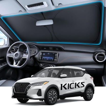 Wigoo Tesla New Model Y Accessories Windshield Sunshade [OEM Design, 100% Sun Blockage] Foldable Heat Insulation Sunshade with Storage Bag, for Model Y 2020~2026 (Juniper), Silver Coating - Colors B