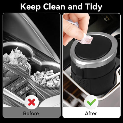 Car Trash Can Bin with Lid - 2 Packs Mini Car Garbage Can Cup Holder-Black Small Leakproof Vehicle Trash Garbage Can Bin-Automotive Car Organizers and Storage for Back Seat SUV Truck Accessories