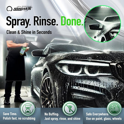 Nanoskin Ultra Line SUPER CHARGER SiO2 Touchless Spray-On/Rinse-Off Sealant 16 oz - Car Wash Paint & Glass Spray for Car Detailing | Safe for Cars, Trucks, Motorcycles, RVs & More | 100:1 Dilution