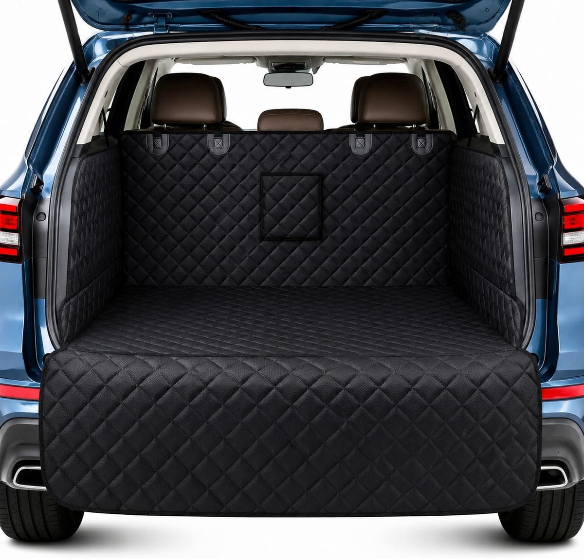 Ekisemio SUV Cargo Liner for Dogs – Waterproof with Bumper Flap, Non-Slip Large Trunk Mat, Scratchproof & Easy Clean, Universal Fit for SUVs Sedans Vans, Black