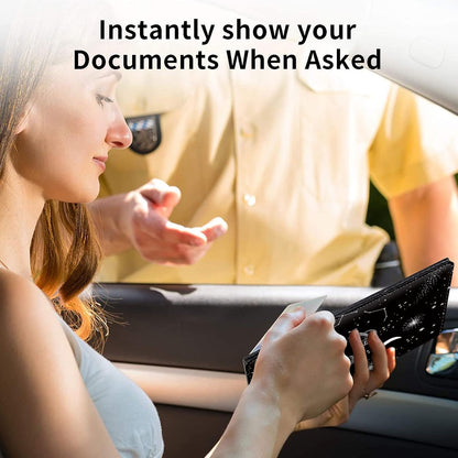 Car Registration and Insurance Holder, Leather Car Glove Box Organizer, Cool Car Accessories for ID, Driver's License Cards & Essential Document, business cards, Men&Women, Retro Audio Cassette