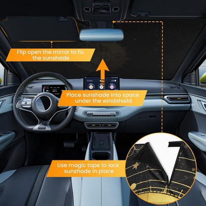 Car Windshield Sun Shade, Foldable Front Window Sunshade Blocks UV Rays, Keep Car Interior Cool, Universal Fit for Hatchback, Truck, SUV, MPV