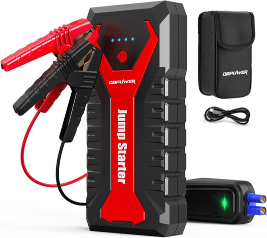 DBPOWER 5000A/80.66Wh Portable Car Jump Starter (UP to 8.0L Gas/6.5L Diesel Engines) 12V Auto Lithium-Ion Battery Booster with Smart Clamp Cables, Quick Charge, and LED, Storage Bag