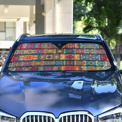 Black Leopard Car Windshield Sun Shade Animal Skin Print Foldable UV Ray Sun Visor Protector Sunshade to Keep Your Vehicle Cool (51" x 27.6")