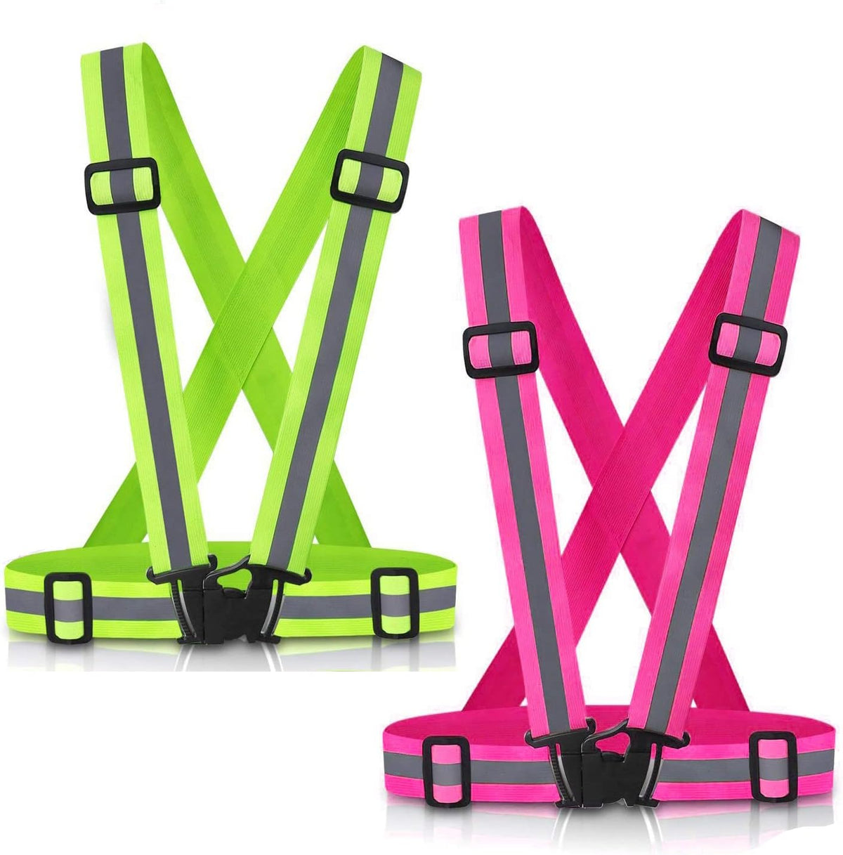 Reflective Vest Running Gear, 2Pack High Visible Safety VES for Cycling Jogging Running Walking, Adjustable for Men Women
