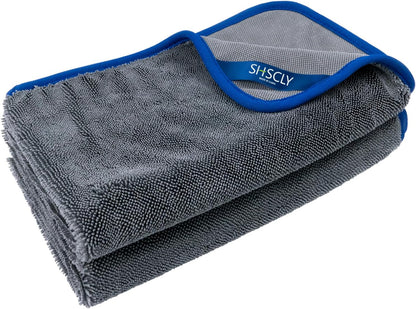 SHSCLY Compact Car Drying Towels, 2 Pack Twist Loop Microfiber Towels, Lightweight and Easy to Control, Highly Absorbent for Cars, Glass, Mirrors and Interior, 20 x 24 Inch
