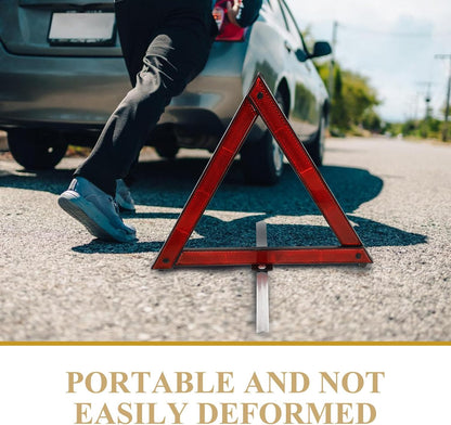 Safety Triangles 3-Pack Portable Reflective Roadside Warning Signs 11.22X9.64X9.05In Emergency Car Hazard Markers for Nighttime and Adverse Weather