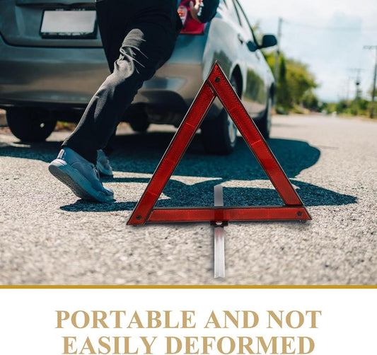 Safety Triangles 3-Pack Portable Reflective Roadside Warning Signs 11.22X9.64X9.05In Emergency Car Hazard Markers for Nighttime and Adverse Weather