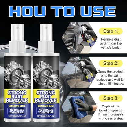 2Pcs Rust Remover Spray for Metal,2026 Upgrade Heavy Duty Metal,Multipurpose Rust Stain Remover Spray for Vehicles, Tools, Cars, Chains, Iron Out Rust Stain Remover