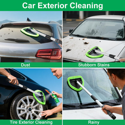 XINDELL 24-inch Windshield Cleaner Tool – Upgrade Large Head Car Interior&Exterior Window Cleaning Kit with Extendable Handle & 4 Microfiber Pads, Auto Wiper Brush for Car, Trucks, SUVs, RVs & Home