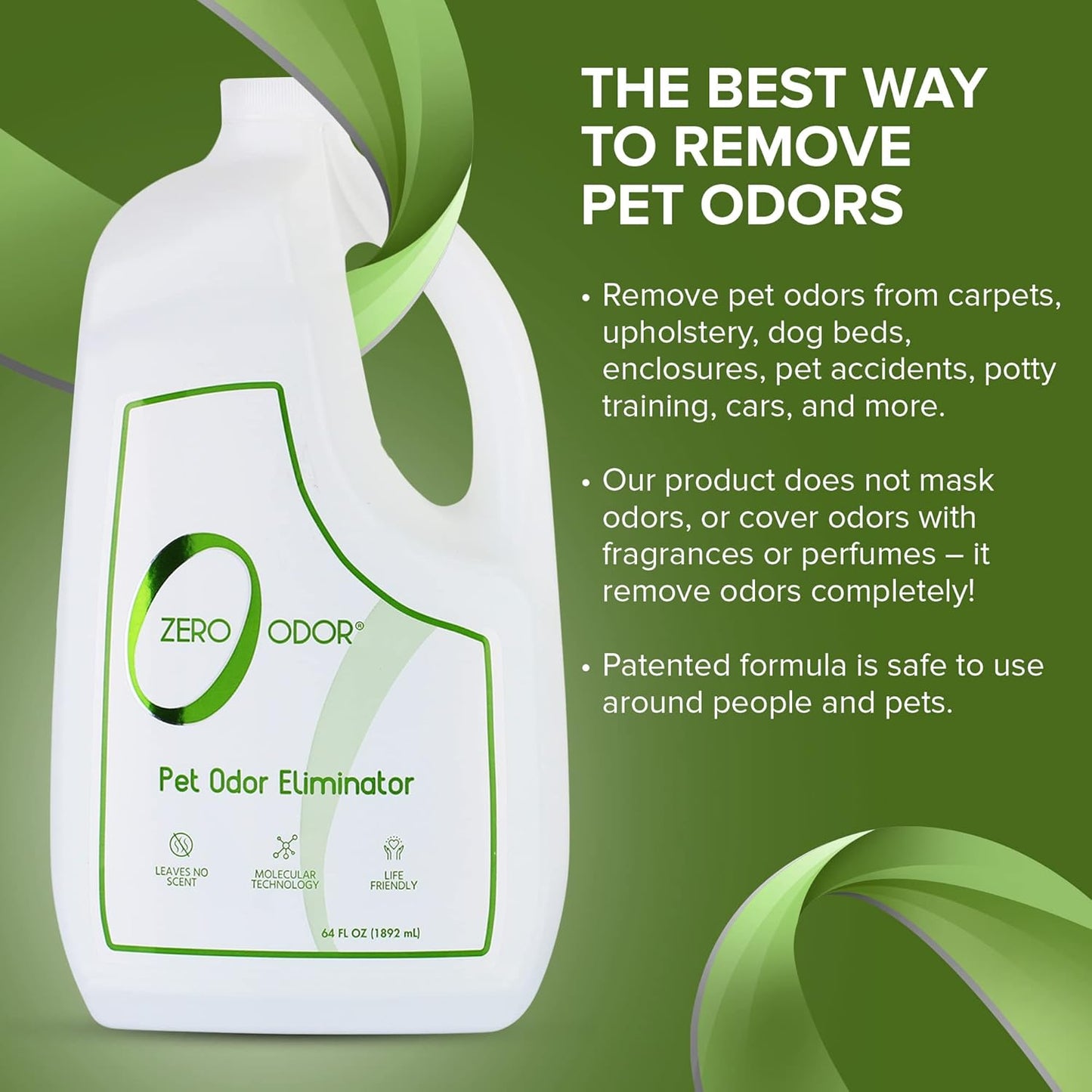Zero Odor Pet Odor Eliminator, Air and Surface Odor Remover for Carpet, Furniture, and Pet Beds, Trigger Spray, 16 fl oz