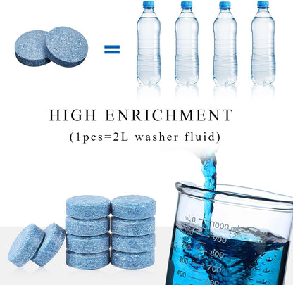 Yourkar 100 PCS Car Windshield Washer Tablets, Auto Glass Wiper Solid Cleaning Concentrated Tablets, Solid Effervescent Tablet for Cleaning Glass Window Surfaces, Car Accessories
