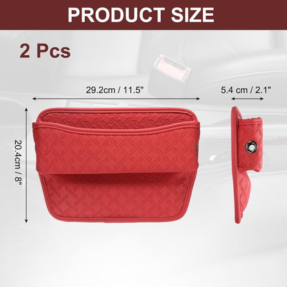 HARFINGTON 2pcs Car Seat Gap Filler Organizer 11.5 x 8 x 2.1 Inch Leather Universal Car Organizer Storage Box Between Seat and Console for Phone Sunglasses Keys, Brown