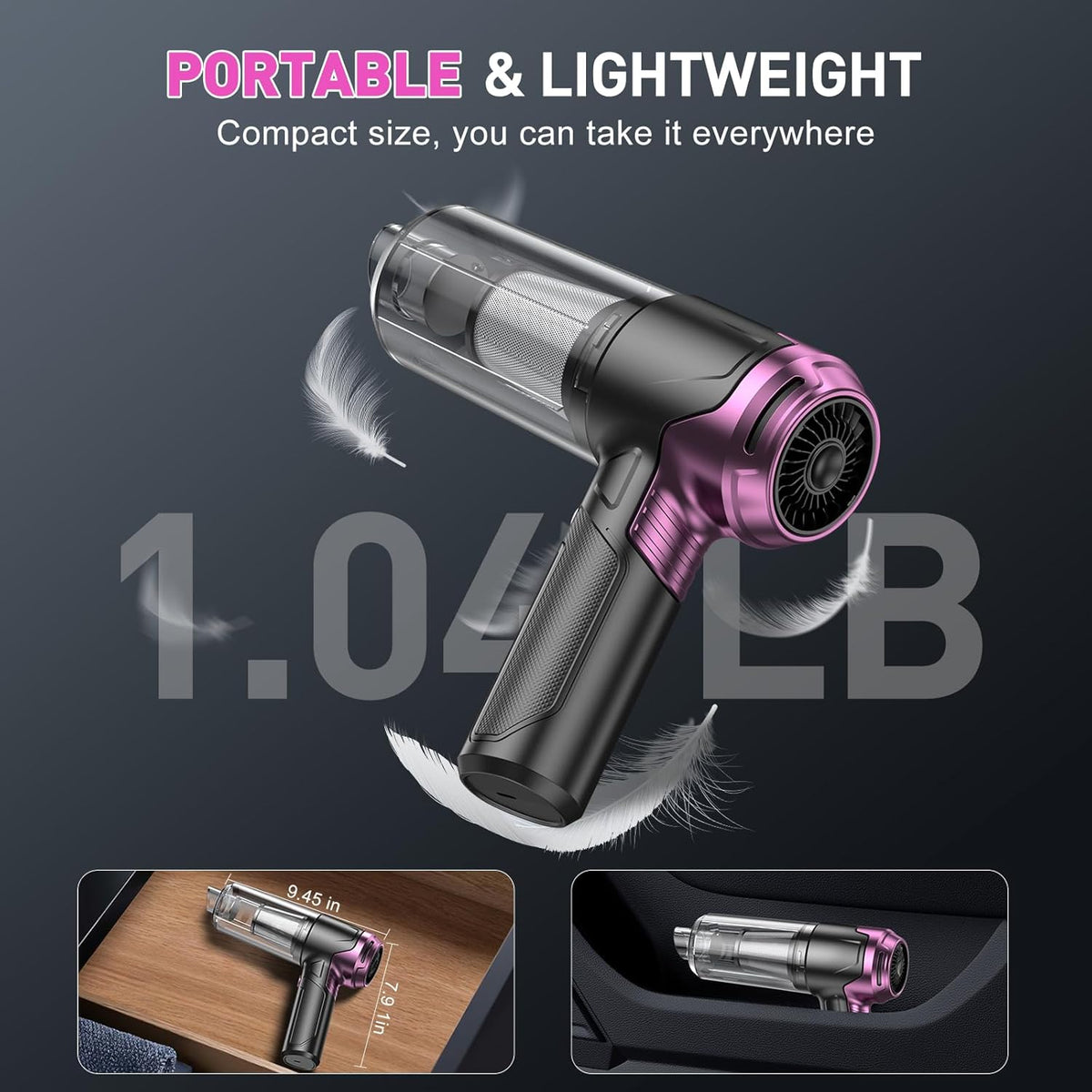 KMM Handheld Car Vacuum Cleaner, 9000Pa Vacuum Cleaner and Air Duster, 120W High Power Hand Held Vacuum with LED Light and Multi-Nozzles for Car, Home, Office, Pet