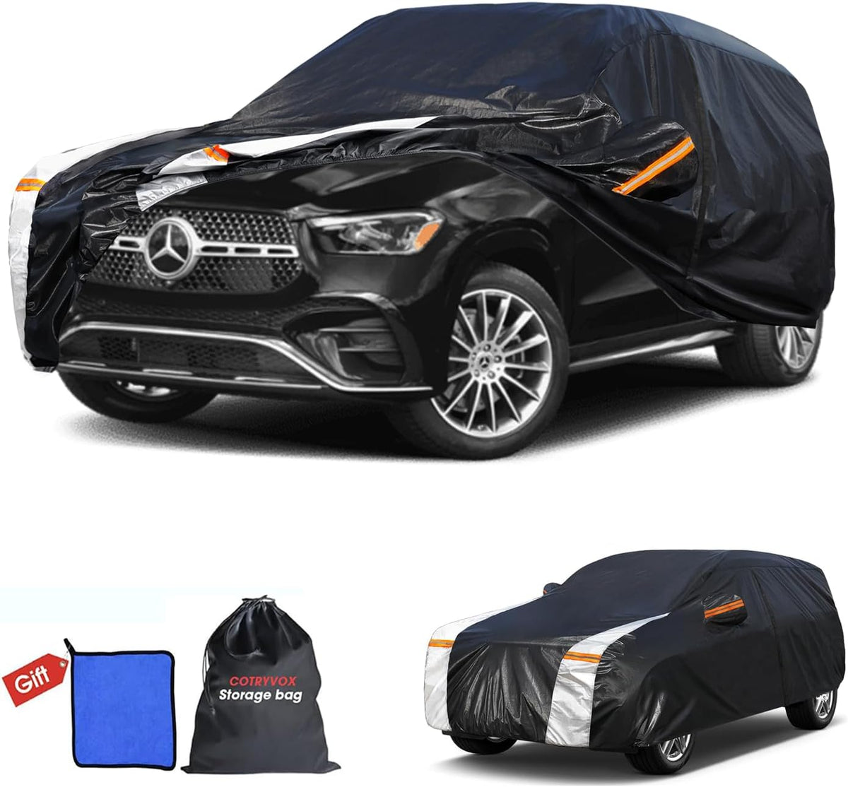 Large SUV Car Cover for Chevy Suburban 100% Waterproof All Weather, Heavy Duty Outdoor Full Exterior Covers Rain Sun Wind UV Protection. - Colors D