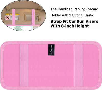 Handicap Placard Holder for Auto, Wisdompro Disabled Parking Permit Sign Protector for Car Sun Visor with Note Paper Slot, Pen Holder and Elastic Strap - Black