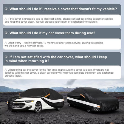 10 Layers Car Cover Custom Fit for Mercedes Benz C Class C250 C300 C43 C63 (1993-2026), Waterproof All Weather for Automobiles, Outdoor Full Cover Sun Dust Rain Protection with Cotton. Black - Colors A