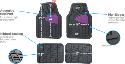 FH Group Automotive Floor Mats - Heavy-Duty Rubber Floor Mats for Cars, Universal Fit Full Set, Climaproof & Trimmable Floor Mats for Most Sedan, SUV, Truck, Black