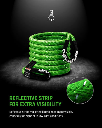 DAYDOOR Recovery Tow Rope Kit with 2 Soft Shackles, 7/16 Inch x 30 ft 31,200 Lbs UHMWPE Tow Strap, Synthetic Towing Rope Recovery Kit for ATV, UTV, SUV, Cars (Gray)