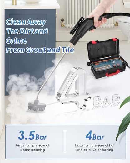 High Pressure Steam Cleaner, 1700W Steamer for Cleaning Grout Tile, Heavy Duty Portable Steamer Cleaner for Car Auto, High Heat Cleaning Steamer for Home Shower All Surfaces 110V
