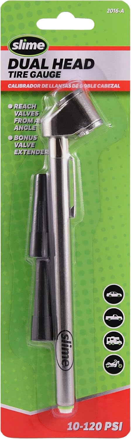 Slime 20049 Tire Pressure Gauge, Large Face Dial Analogue Gauge, 5-60 PSI
