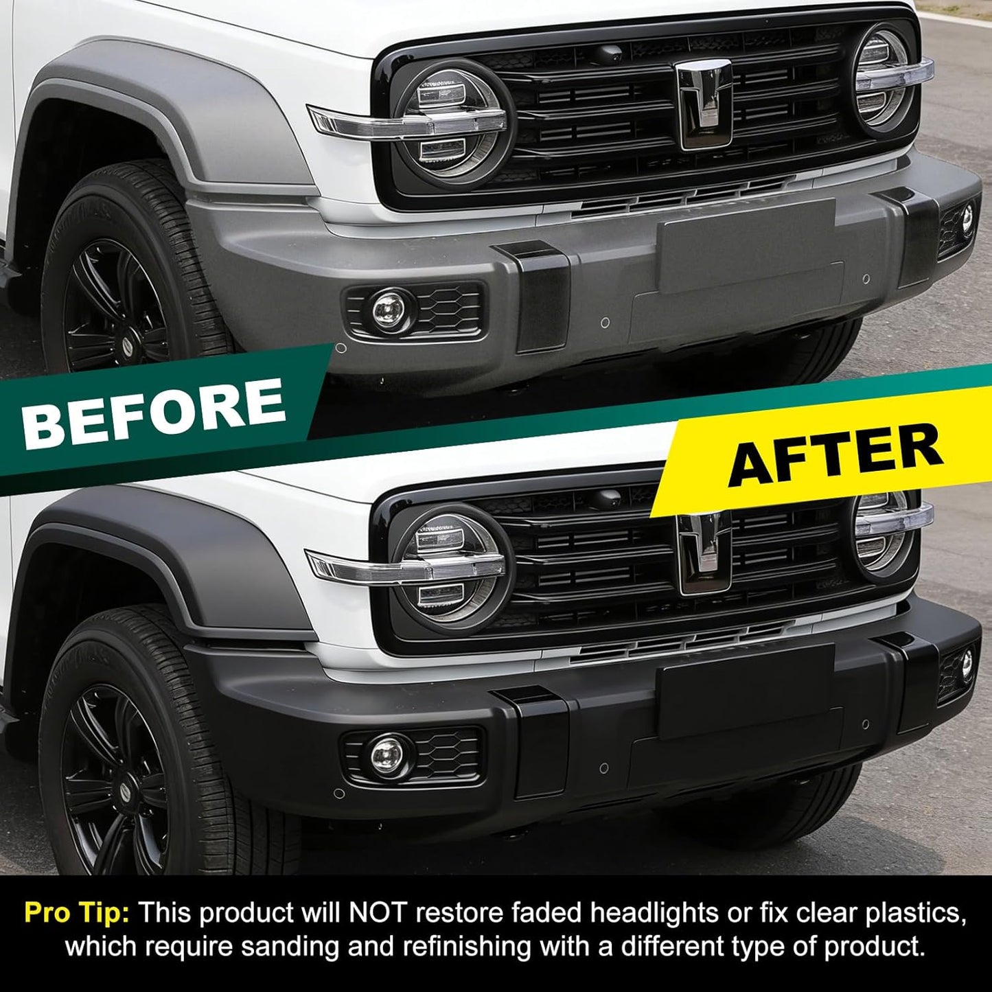 Plastic Restorer for Cars – Back to Black Plastic Restorer with UV Protection & Sponge – Long Lasting Solution Finish Black Trim Restorer for Auto Exterior, Truck, RV, Bumper – Restores Faded Trim