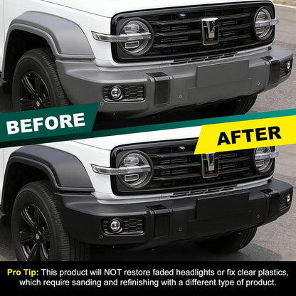 Plastic Restorer for Cars – Back to Black Plastic Restorer with UV Protection & Sponge – Long Lasting Solution Finish Black Trim Restorer for Auto Exterior, Truck, RV, Bumper – Restores Faded Trim