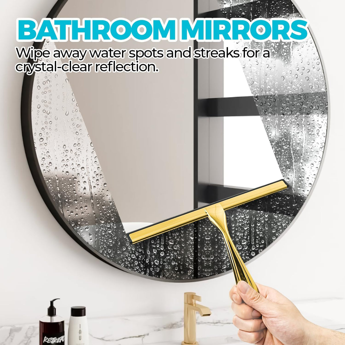 ALFLOD 2PACK Shower Squeegee for Glass Doors, Squeegee for Shower Glass，All-Purpose Tile Walls, Bathroom, Window, Glass and Car Windshield, Mirrors and Kitchen-Stainless Steel, 10 Inches, Silver