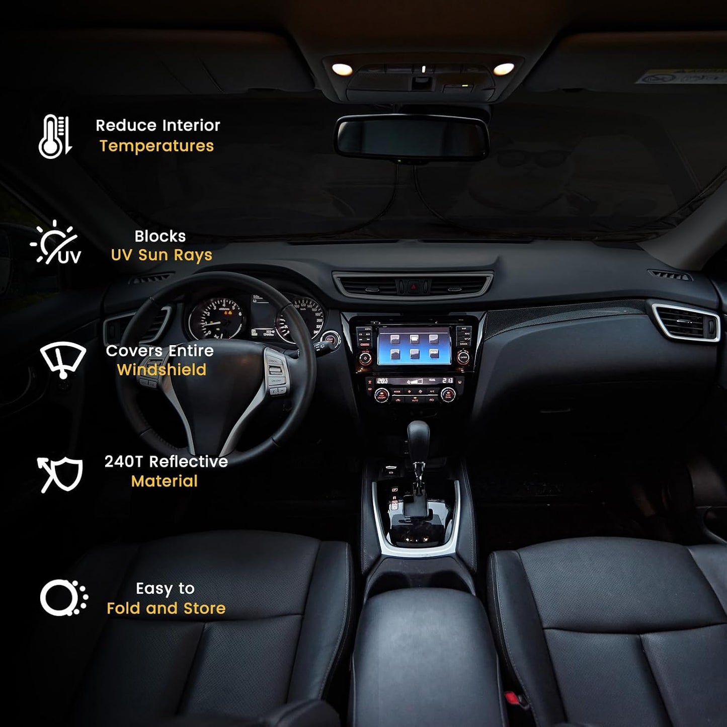 Iridescent Sun Shade for Car Windshield, Foldable Universal Car Windshield Upgrade Sunshade Enhanced UV Rays Reflective Sun Visor Shade Keeps Vehicle Cool