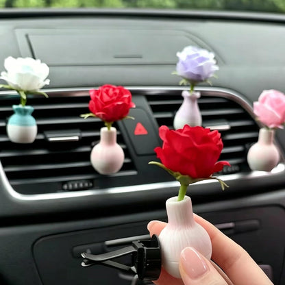 Set of 4 Cute Flower Bouquet Car Air Freshener Vent Clips, Mini Artificial Flowers for Car Air Vent Decoration, Auto Interior Dashboard Ornament Accessories