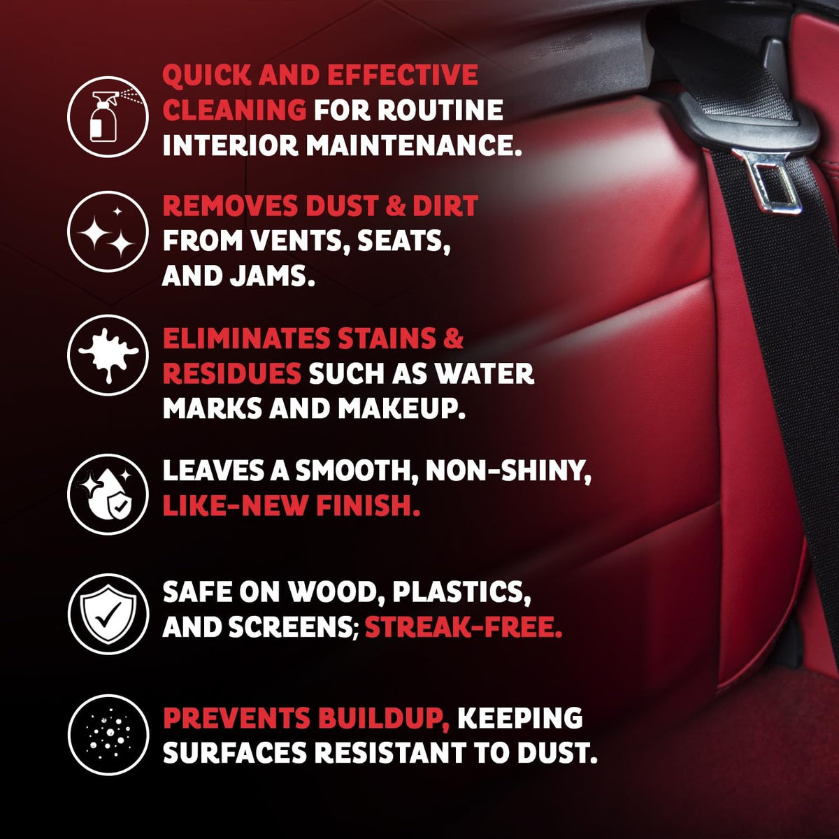 MAXL® Interior Car Cleaner Detailer Spray with NeverDust® Technology Formula (20oz, 1 Pack) - Repels Dust, Wipes Oil, Residue with Matte Finish for Leather, Dash, Trim & Screens - Safe on All Surfaces