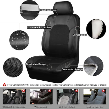 CAR PASS Waterproof Universal Fit Car Floor Mats, Faux Leather Car Carpet Mats, Black Car Mats with Anti-Slip Nibbs Backing & Driver Heel Pad Fit for SUV,Vans,sedans, Trucks,Set of 4pcs(All Black)