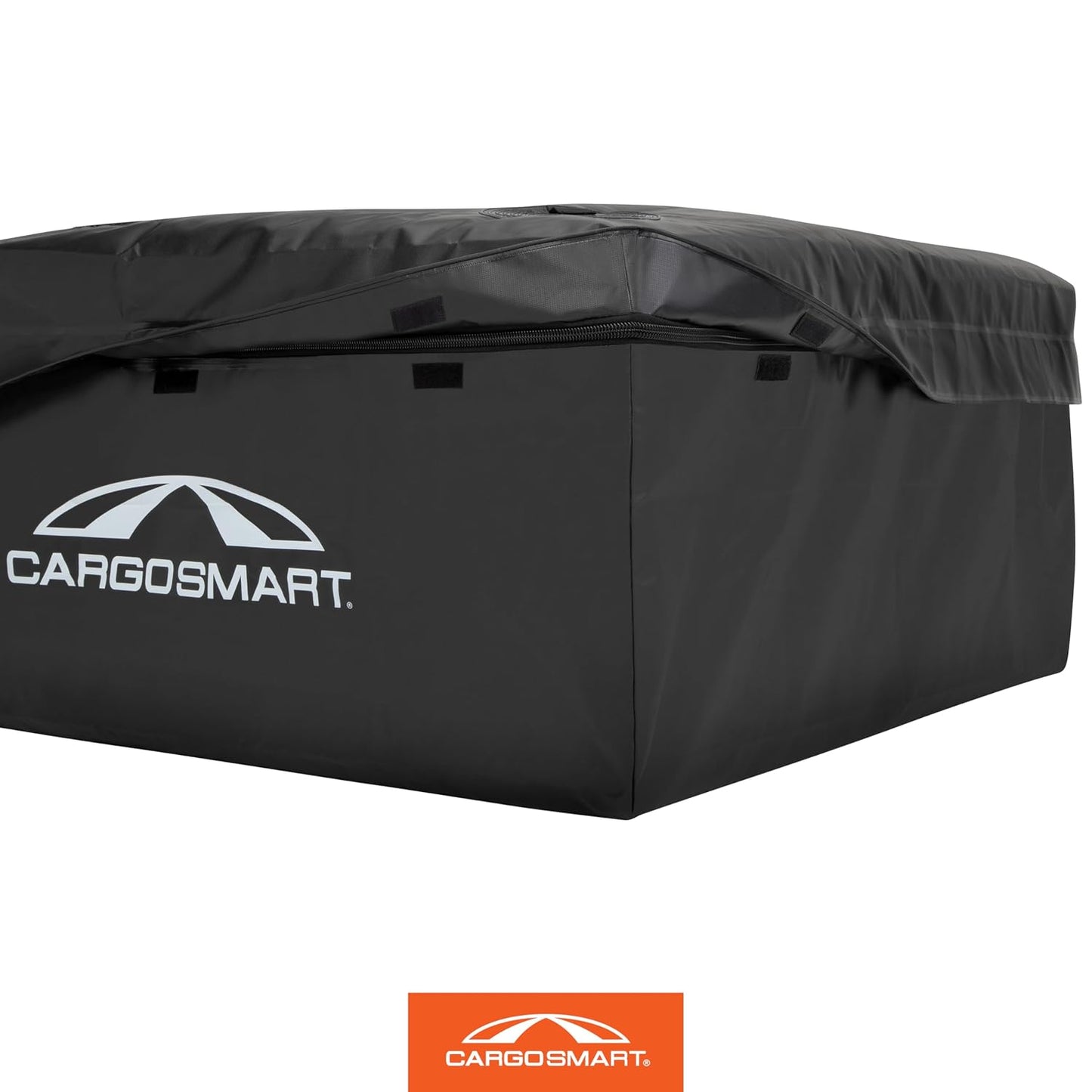 CARGOSMART CargoSmart Soft Sided Car Top Cargo Bag, 38”x38”x18” – Adds up to 15 Cubic Feet of Storage – Easily Mounts to Vehicle’s Roof Rack or Roof Top Basket – Heavy-Duty Vinyl, Black