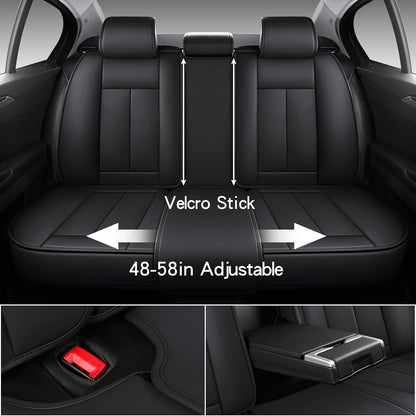 MINGBRON Car Seat Cover Full Set, Leather Car Seat Cover, Waterproof Seat Covers, Car Seat Cushion, Nappa Leather Seat Covers Car Seat Protector Universal Fit Most Cars Black