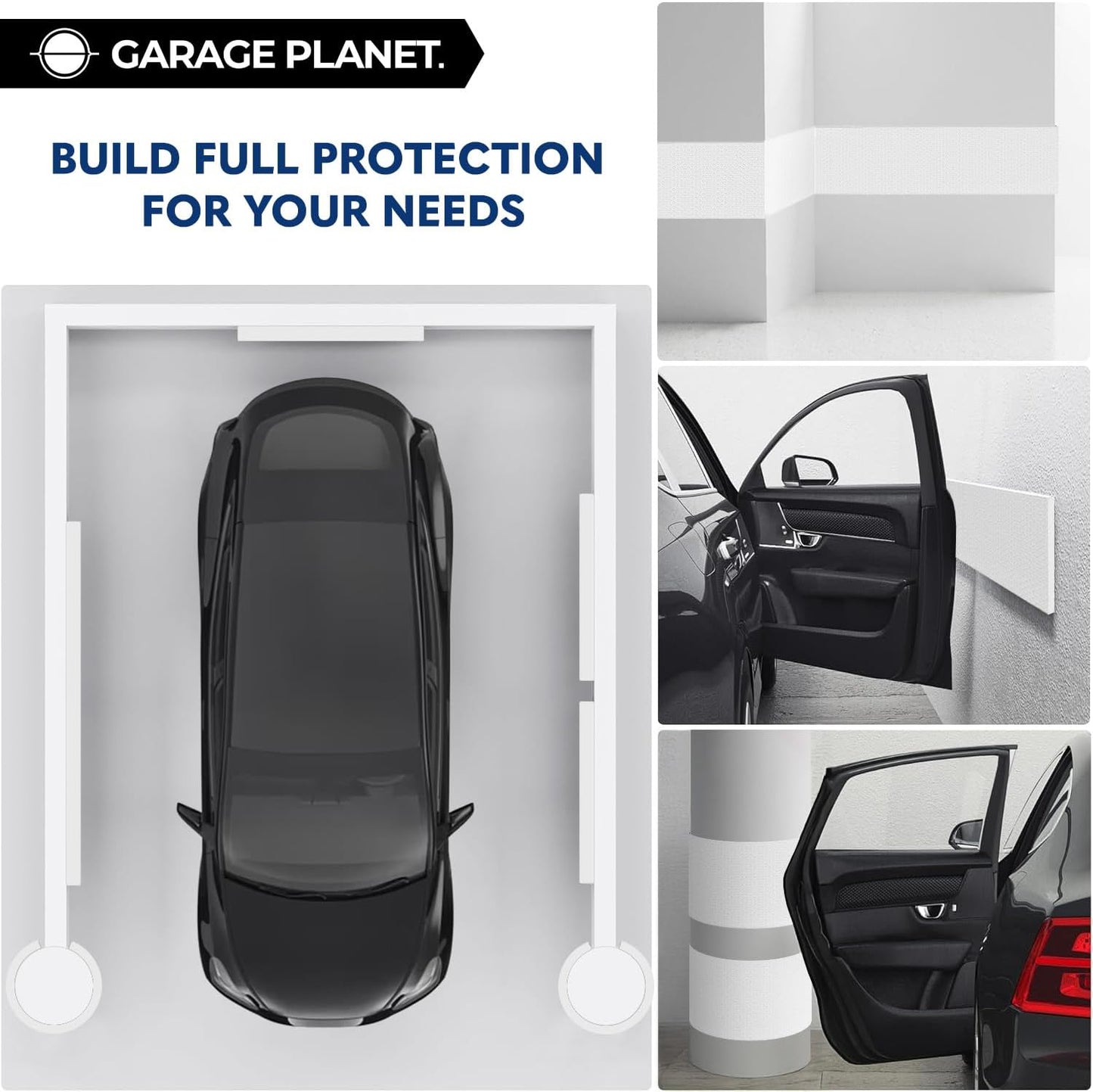 H1 Garage Wall Protector Car Door Wall Protector, Tool-Free, Designed in Australia (White, 2 Pack)