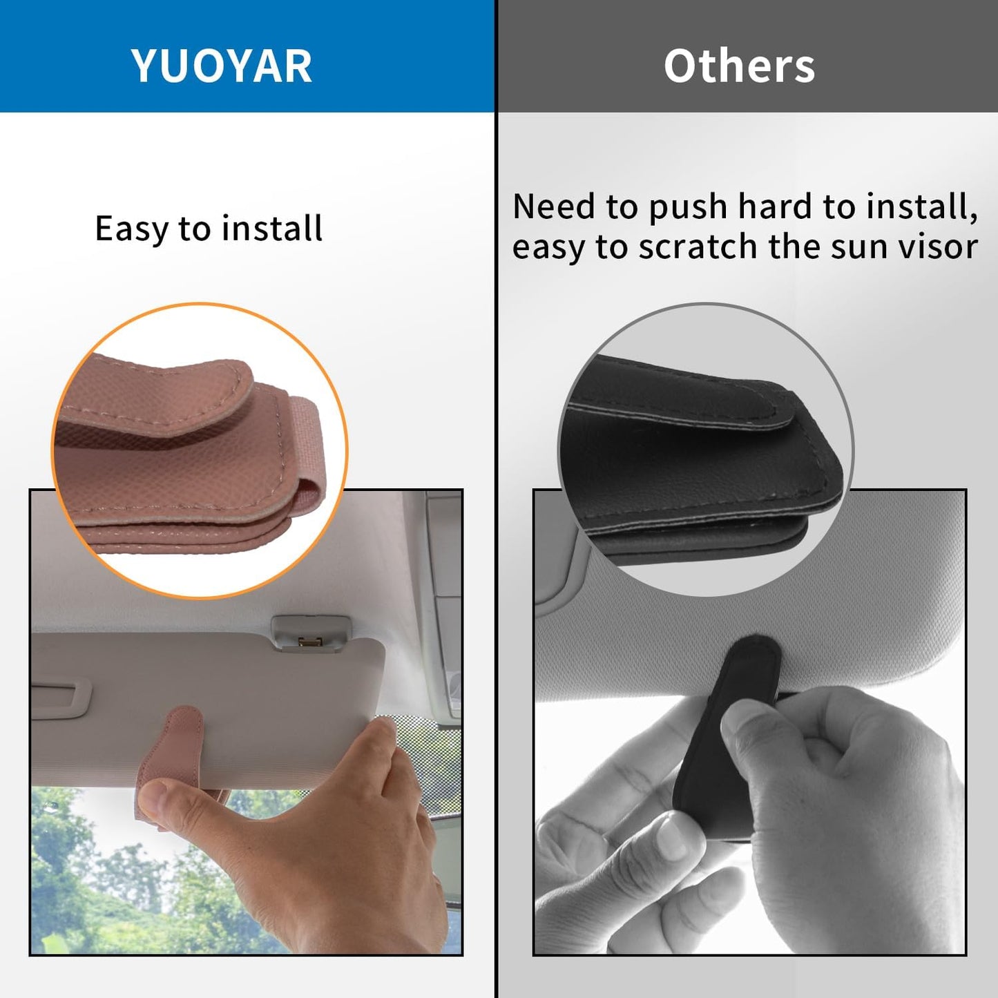 Yuoyar 2 Packs Magnetic Sunglass Holder for Car Visor (Grey) | Magnetic Interior Car Accessories