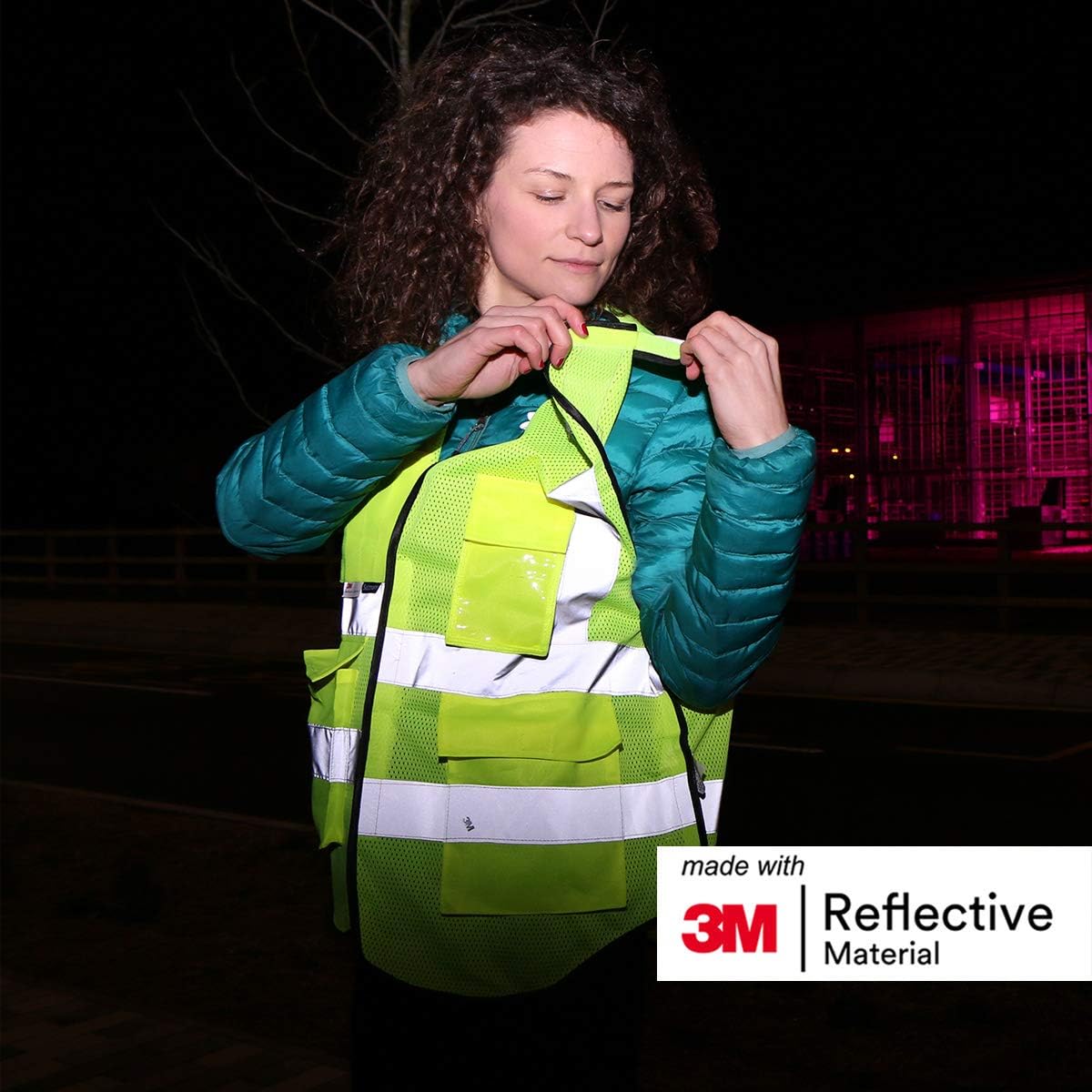 Salzmann Breakaway Mesh Reflective Vest | Hi Vis Vest | US ANSI/ISEA 107 | Made with 3M Reflective Material | 5-Point Breakaway with Pockets & Zipper | Yellow, Orange – 5 Sizes