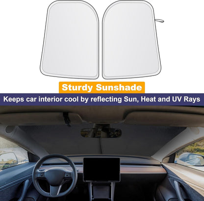 EcoNour 2 Piece Foldable Car Windshield Sun Shade – UV & Heat Protection, Interior Cooling, Durable Upgraded Design, Easy Fold, Front Window Sunshade - Medium (31" L x 28" W)