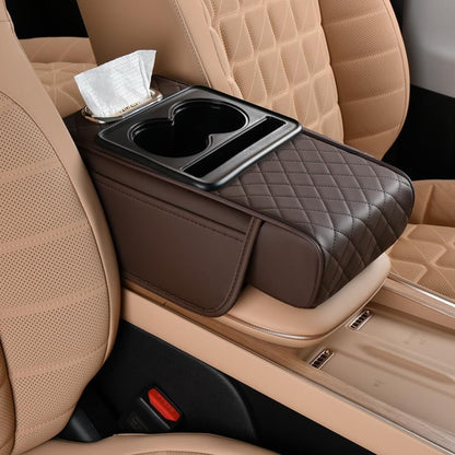 Car Armrest Cushion,5-in-1 Center Console Cover with 2 Storage Bags Cup Holder, Tissue Box Slot, Phone Slot for Sedans, Car Accessories Interior Organizers (Black)