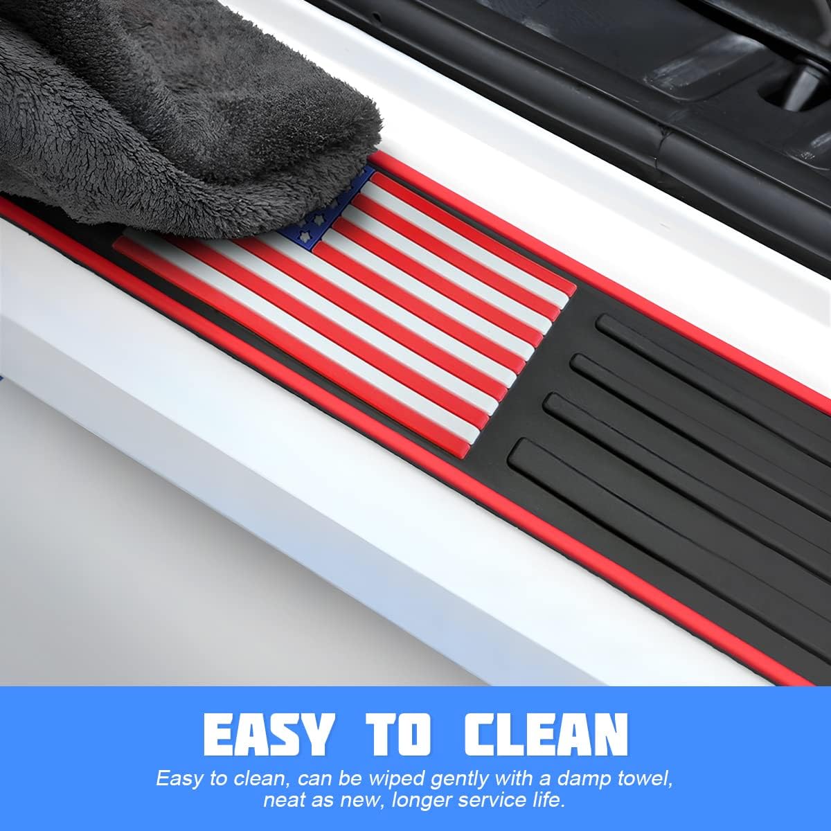 Car Rear Bumper Protector Guard, Anti-Scratch Abrasion Rubber Trunk Door Entry Sill Guard, Non-Slip Vehicle Trim Cover Protection Strip, Car Accessories for Most Cars and SUV (Black/Red/35.4" x2.7)