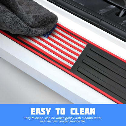 Car Rear Bumper Protector Guard, Anti-Scratch Abrasion Rubber Trunk Door Entry Sill Guard, Non-Slip Vehicle Trim Cover Protection Strip, Car Accessories for Most Cars and SUV (Black/Red/35.4" x2.7)