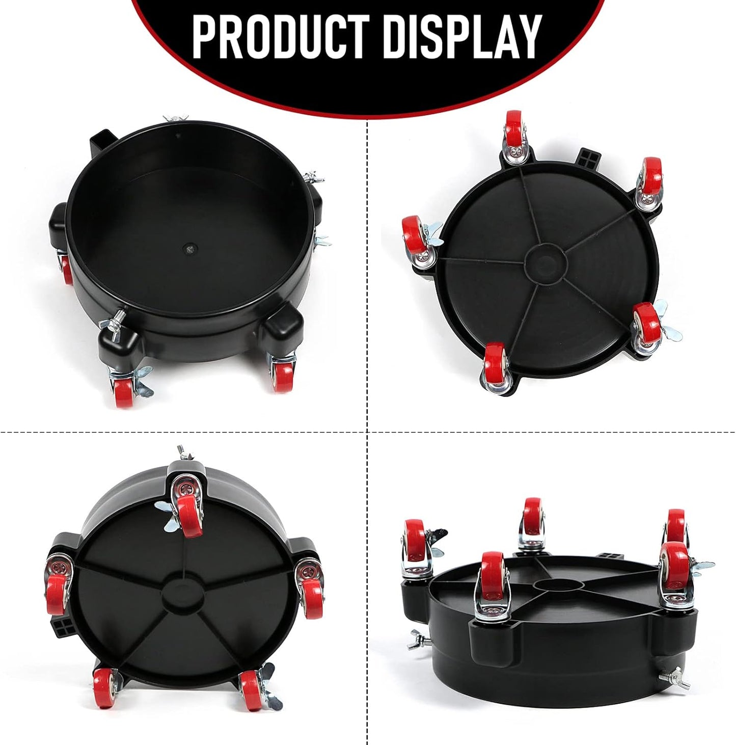 5 Gallon Bucket Dolly with Grit Trap,Removable Rolling Car Wash Buckets with 360 Degree Wheels,11.5'' Car Washing Bucket Organizer Detailing Smoother Maneuvering