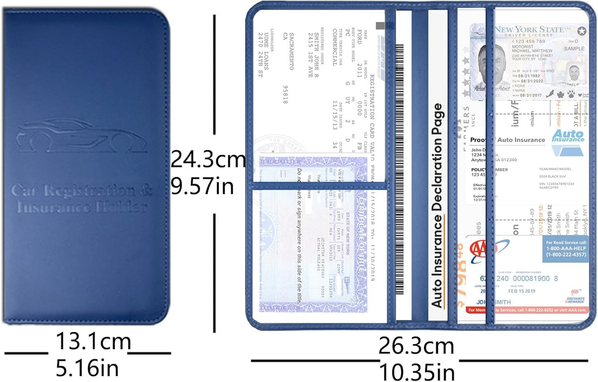 Purple Car Registration and Insurance Holder with Magnetic Closure for Glove Box Organizers Car Document Holder Car Document Organizer Car Glove Box Organizer