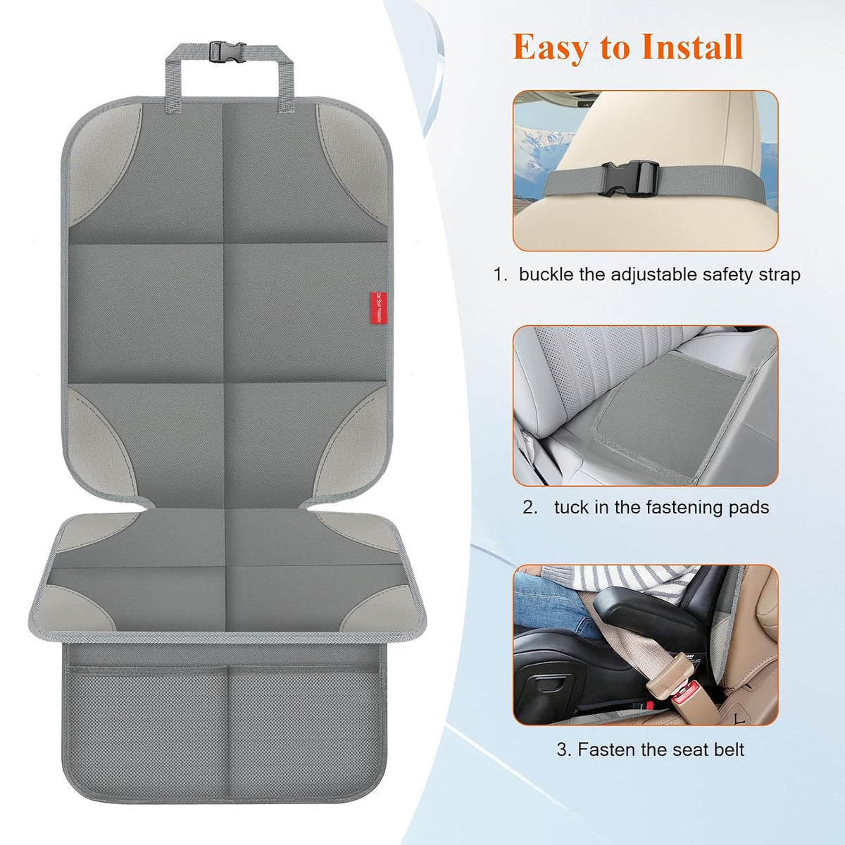 Car Seat Protector for Child Car Seat, 600D Fabric Safe Car Seat Cover with Upgraded Non-Slip Backing, Waterproof Seat Protector Under Baby Car Seat with Thick Padding for Car Back Front Seat