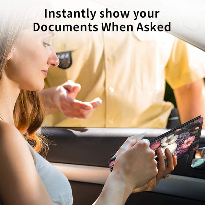 Car Registration and Insurance Holder, Leather Car Glove Box Organizer, Cool Car Accessories for ID, Driver's License Cards & Essential Document, business cards, Men&Women, Retro Audio Cassette
