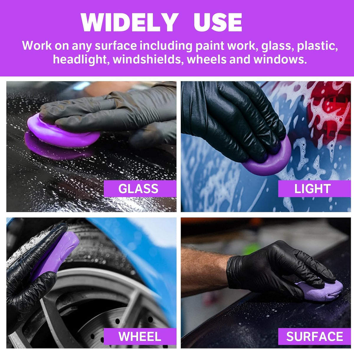 XPERTCHEMY Car Clay Bar 4 Pack 400g(4x100g), Auto Detailing Premium Grade No Scratch Magic Clay Bars Cleaner Kit with Washing and Adsorption Capacity for Car Auto SUV, RV, Truck, Purple