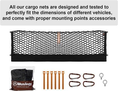 Muslogy Truck Bed Cargo Net Trunk Netting Compatible with 2023-2025 2026 Honda CR-V Accessories, Pickup Cargo Organizer SUV Sedan Storage Net w/Heavy Duty Carabiners - Colors B