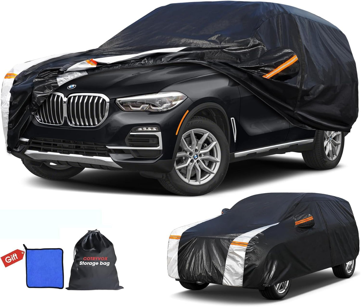 Large SUV Car Cover for Chevy Suburban 100% Waterproof All Weather, Heavy Duty Outdoor Full Exterior Covers Rain Sun Wind UV Protection. - Colors D